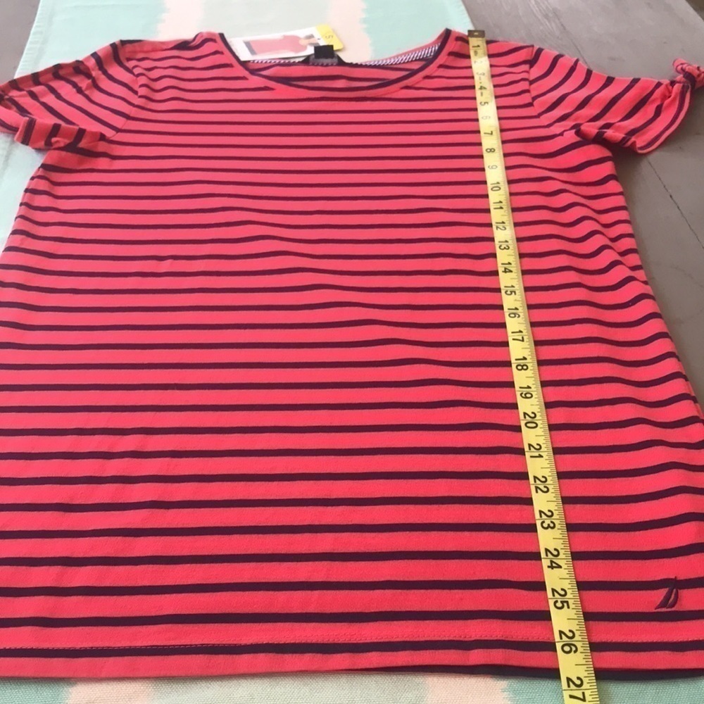 Nautica Melonberry Stripe Tie Sleeve Tee Shirt NWT Small - Picture 12 of 12